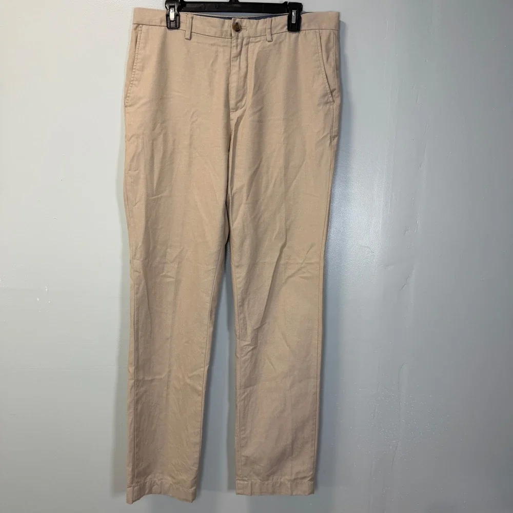 Banana Republic Aiden Fit Mens 34x34 Tan Herringbone Cotton Chino Pants